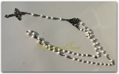 "FREE SHIPPING" Beautiful WHITE MARBLE LED FREE Catholic Rosary