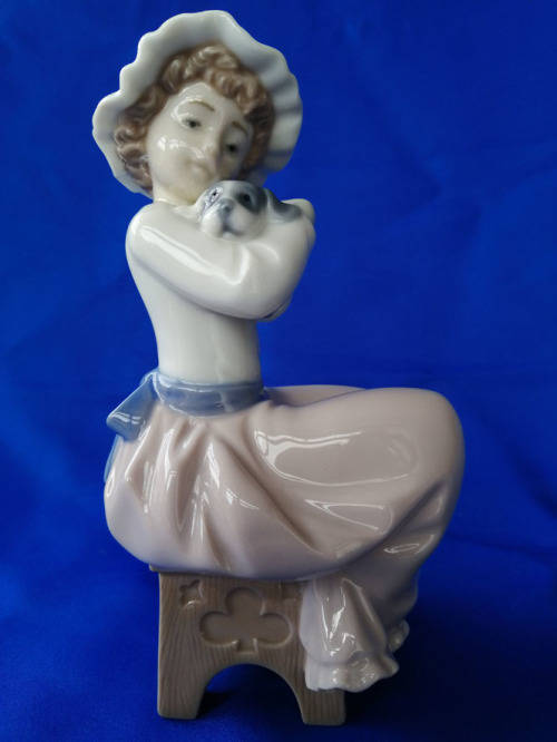 Nao by Lladro Girl Holding Puppy #