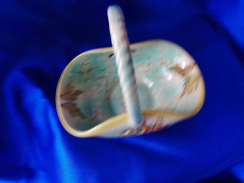 Vintage Gouda Pottery Hand Painted Basket Bowl