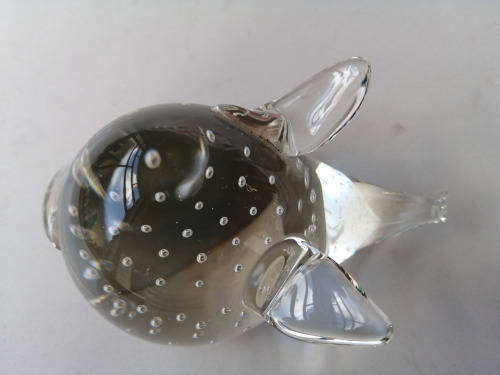 Clear Glass PIG Paperweight