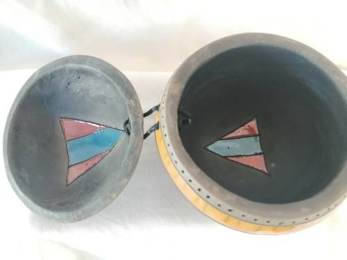 Large Round Lidded Raku Trinket Box
