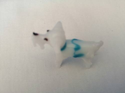 Stunning Vintage Glass Figurine Blue White Dog