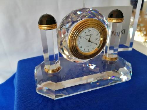 Swarovski - Desk Clock - Swarovski - Watch W/ Swarovski Silver Crystal  *