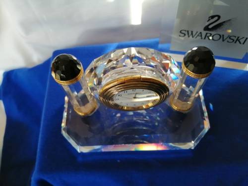 Swarovski - Desk Clock - Swarovski - Watch W/ Swarovski Silver Crystal  *