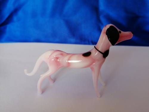 Stunning vintage blown glass Pink Dog
