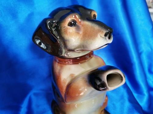 Germany ERPHILA Dachshund Sausage Dog Ceramic Teapot, vintage, #