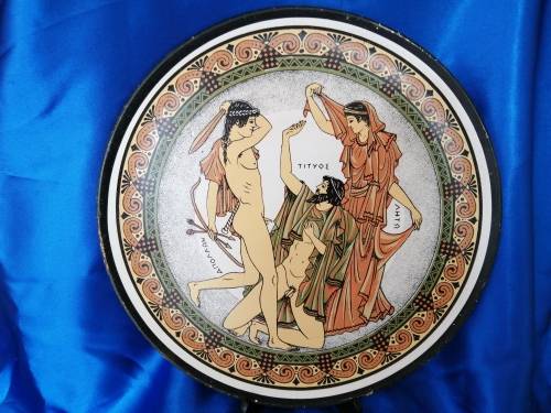 Large Pottery Plate Nude men Made in Greece #