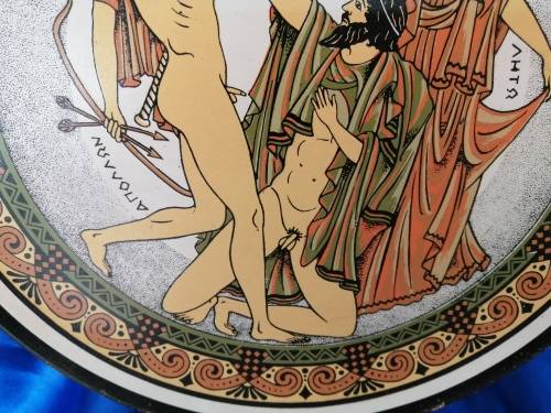 Large Pottery Plate Nude men Made in Greece #