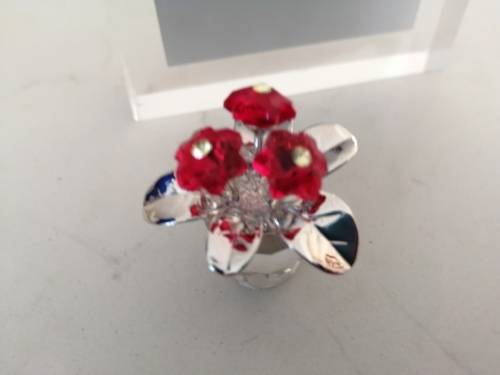 SWAROVSKI Crystal Memories PRIMULA RHODIUM RED Retired #
