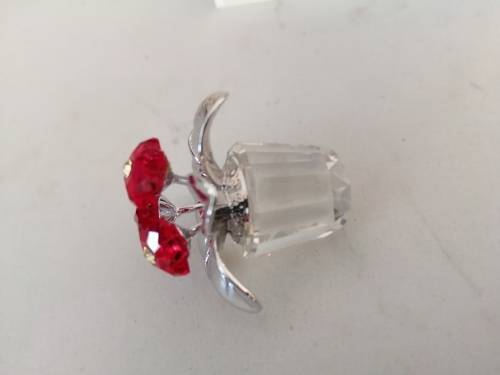 SWAROVSKI Crystal Memories PRIMULA RHODIUM RED Retired #