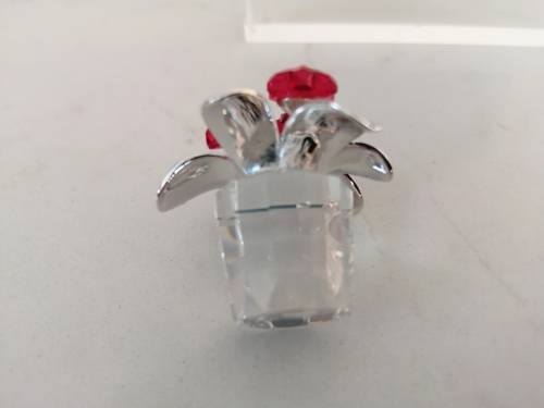 SWAROVSKI Crystal Memories PRIMULA RHODIUM RED Retired #