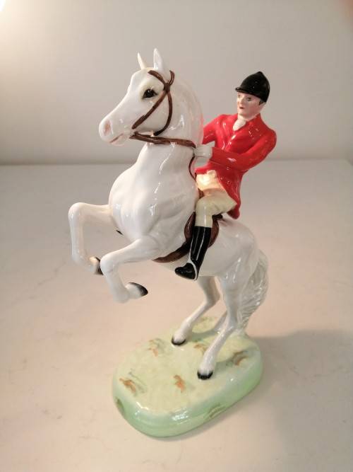BESWICK VERY RARE `HUNTSMAN` REARING ON A RARE ( WHITE HORSE)