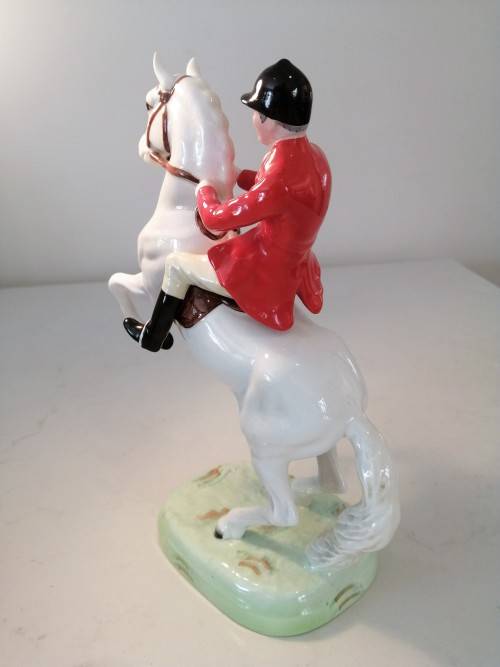 BESWICK VERY RARE `HUNTSMAN` REARING ON A RARE ( WHITE HORSE)