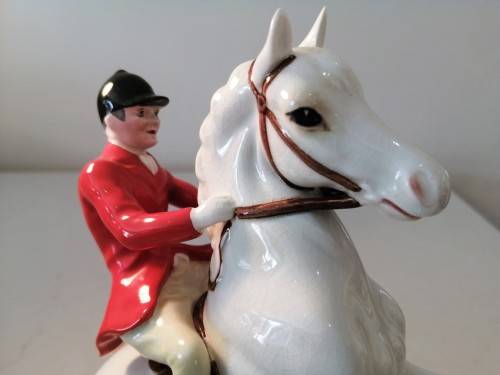 BESWICK VERY RARE `HUNTSMAN` REARING ON A RARE ( WHITE HORSE)
