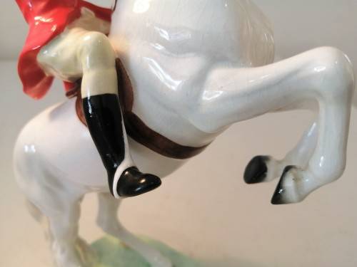 BESWICK VERY RARE `HUNTSMAN` REARING ON A RARE ( WHITE HORSE)