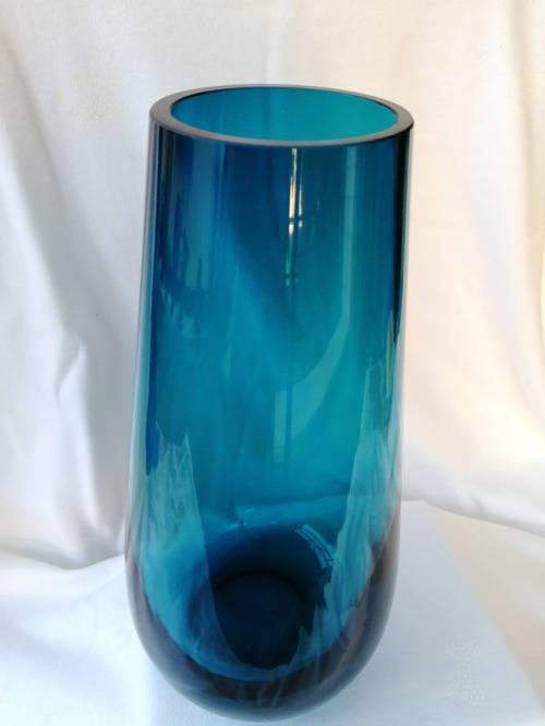 Stunning Heavy Aqua Blue glass Vase