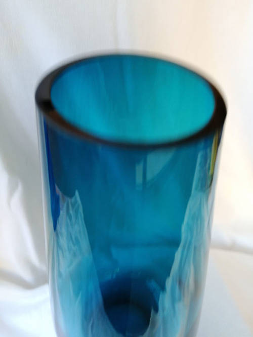 Stunning Heavy Aqua Blue glass Vase