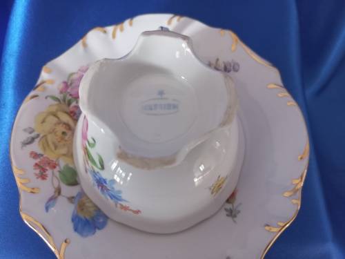 Antique Meissen Tea Cup Saucer Plate Carl Teichert Circa 1882-1929