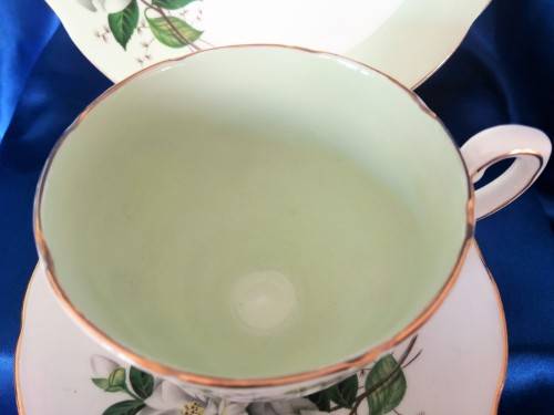 Vintage Royal Stafford English China Trio Tea Cup Saucer Plate  HARLEQUIN ROSES