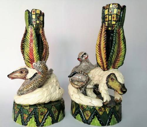 Ardmore Stunning Pair of Pangolin and Monkey Candle Holders Superb Detail