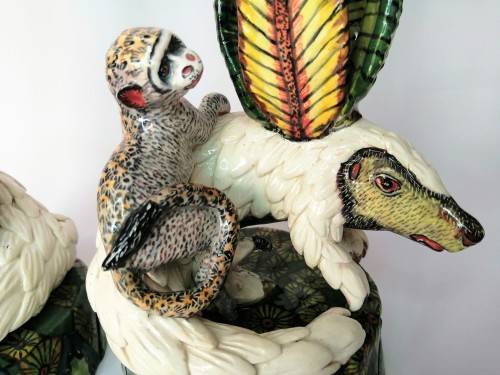 Ardmore Stunning Pair of Pangolin and Monkey Candle Holders Superb Detail
