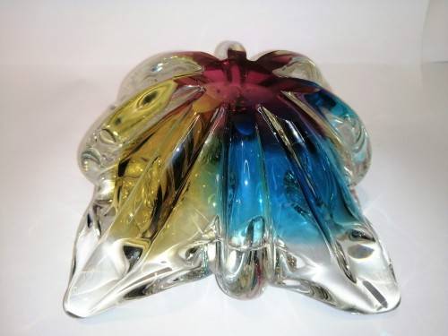 A HEAVY MURANO GLASS MIXED COLOUR BOWL STUNNING *