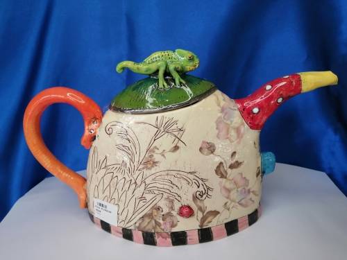 Rika Senekal Hand-Made Hand-Painted one of a kind Ceramic Tea Pot
