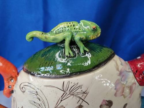 Rika Senekal Hand-Made Hand-Painted one of a kind Ceramic Tea Pot