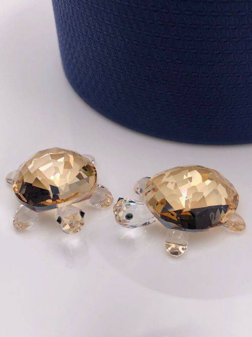 Swarovski Crystal Baby Tortoises Golden Shadow Retired 1130268