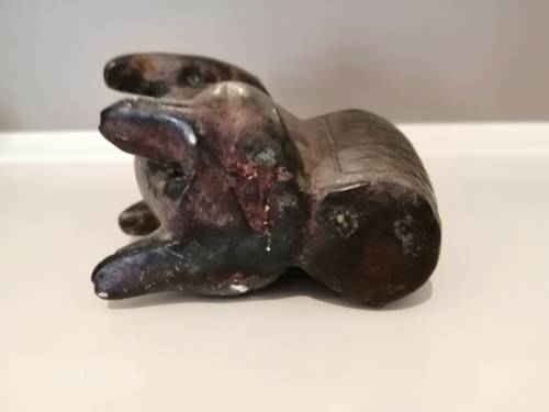Antique Aged with Patina Brass Pig Carrying Basket Pig Planter Pig Cup Pig #