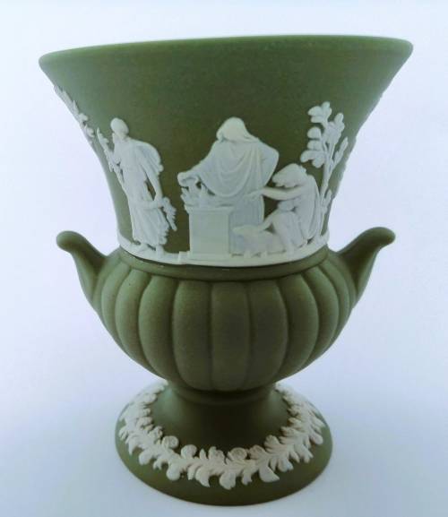 Wedgwood Jasper Green Vase  #