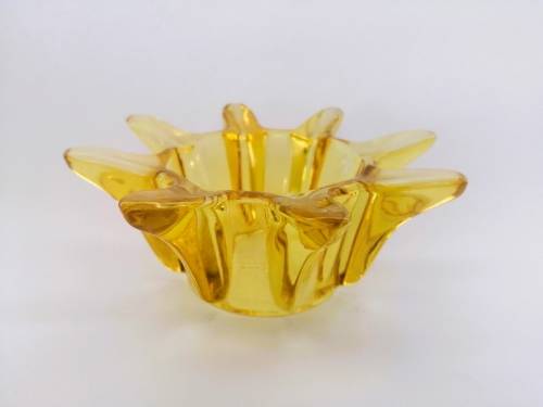Murano Amber Large Glass Vase with flower frog