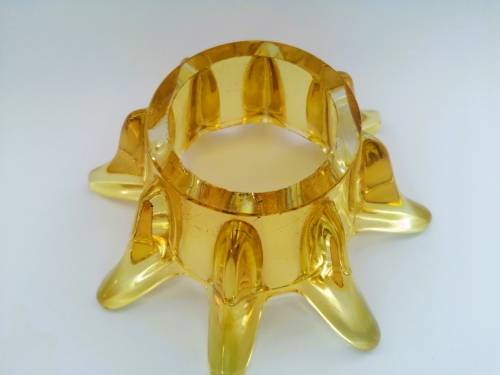 Murano Amber Large Glass Vase with flower frog