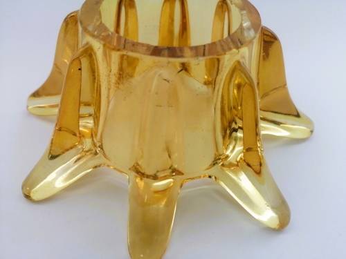 Murano Amber Large Glass Vase with flower frog