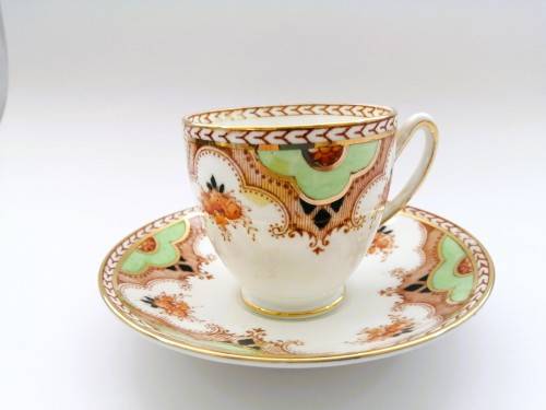 Art Deco Taylor and Kent Longton England Demitasse Tea Cup and Saucer Bone China Floral