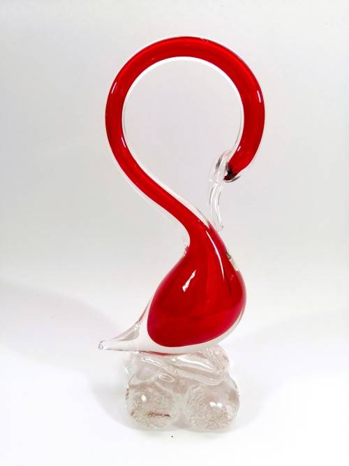 Murano Art Glass Large Red Duck Goose Bird