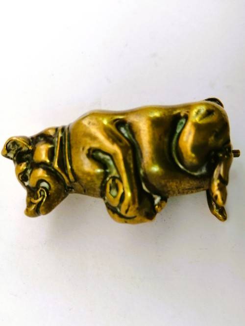 Sitting $$$ BAG Pig NOVELTY TAPE MEASURE ORIGINAL ANTIQUE,c1890 FIGURAL,