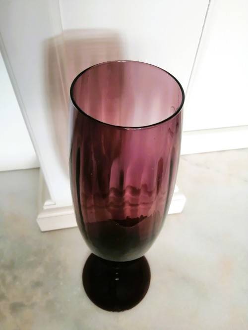 Mid Century Vintage Hand Blown Italian Glass Very Large Purple Vase