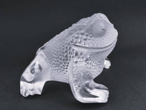 Lalique clear and frosted crystal `Gregoire` toad figurine, No.11640, designed by Marc Lalique