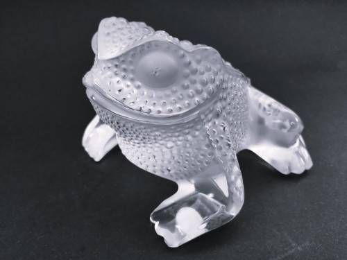 Lalique clear and frosted crystal `Gregoire` toad figurine, No.11640, designed by Marc Lalique