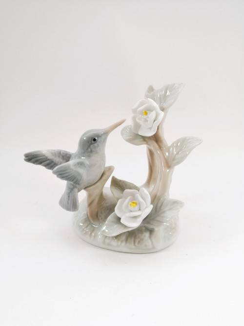 Lladro Style Hummingbird Figurine