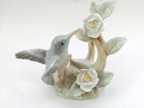 Lladro Style Hummingbird Figurine