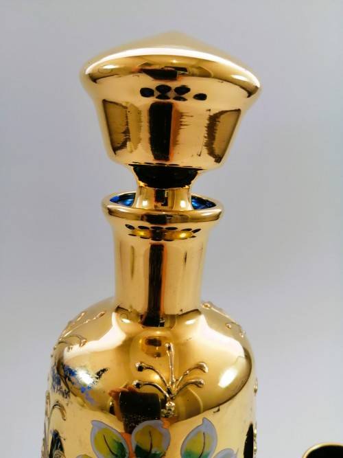 Vintage Italian Cobalt Blue & Gold Venetian De - Ar Sesto Fiorentini Italian Glasses and decanter