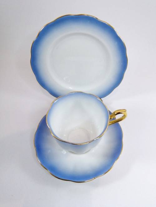 Royal Albert ` RAINBOW ` Blue Hampton shape Tea Cup Saucer and Plate Fine Bone China England