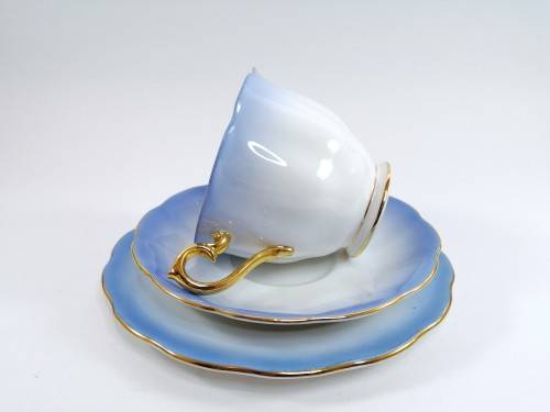 Royal Albert ` RAINBOW ` Blue Hampton shape Tea Cup Saucer and Plate Fine Bone China England