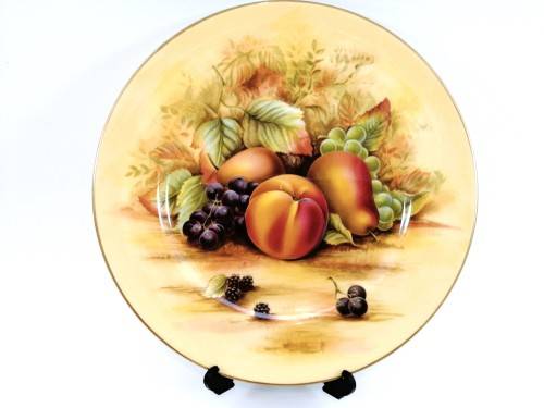 Aynsley Orchard Gold Still Life Fruit Pattern 12 Large Dinner Plates