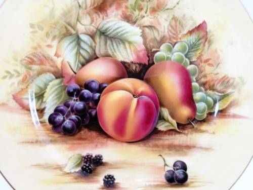 Aynsley Orchard Gold Still Life Fruit Pattern 12 Large Dinner Plates
