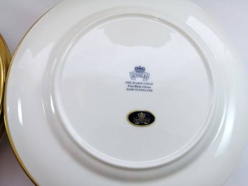 Aynsley Orchard Gold Still Life Fruit Pattern 12 Large Dinner Plates