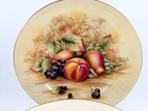 Aynsley Orchard Gold Still Life Fruit Pattern 12 Side Plates