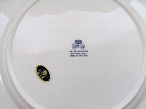 Aynsley Orchard Gold Still Life Fruit Pattern 12 Side Plates